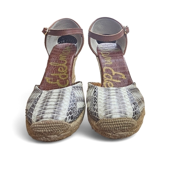 SAM EDELMAN Harmony Leather Snake & Croc Embossed Wedge Espadrille  Size 8.5 - Picture 7 of 11